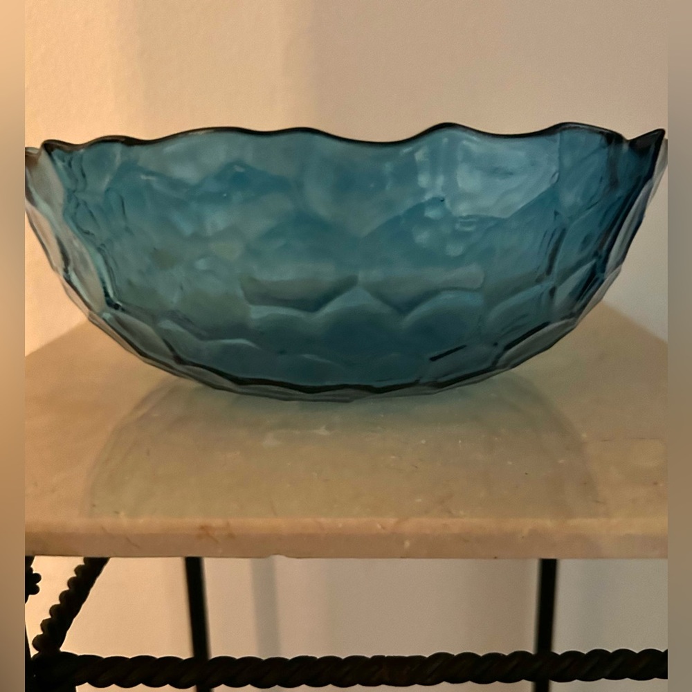 9.5” Turquoise blue serving bowl made in Turkey.